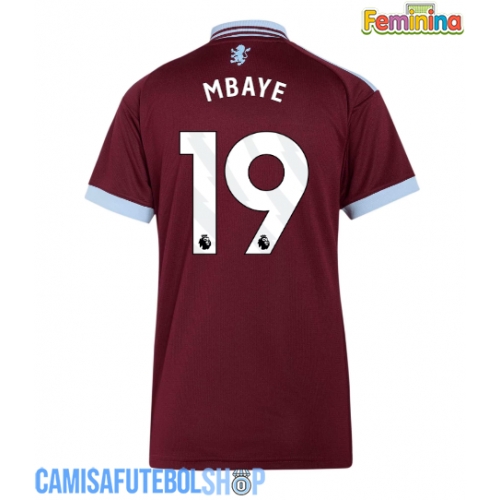 Camisa de time de futebol Aston Villa Ibrahim Mbaye #19 Replicas 1º Equipamento Feminina 2026-27 Manga Curta